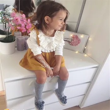 2019 Naujagimių Bamblys Baby Girl Drabužiai Mielas Kietas Viršūnes Mielas Long Sleeve T-Shirt Megztinis Marškinėliai 0-5T