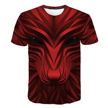 2019 naujas Abstrakčias vilkas galvos 3D T-marškinėliai Vyrams, Moterims trumpomis Rankovėmis Spausdinti Abstrakčiai vilkas galvutė T marškinėliai Vasaros Mados Vyrų, Moterų Topai
