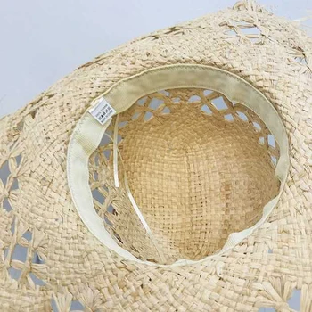 2019 naujas Mados Platus Kraštų Dideli Laukai Šiaudų Skrybėlės Moterims Tuščiaviduriai Iš Ponios Beach Sun Skrybėlės Pūkas Floppy Vasarą Rinktinėje Laivinieks