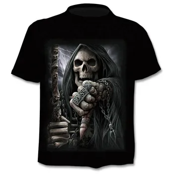 2019 Naujas vyrai t-shirt kaukolė t-shirt 3D ginklą, kariai peilis Harajuku print t shirt vasara O-kaklo Gothic Punk roko derlius, t-shirt