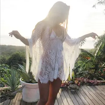 2019 Naujo Stiliaus Mados Karštos Moterys Padengti Iki Kieto Kutas Vasaros Nėriniai Nėrimo Bikini Maudymosi Kostiumėliai Paplūdimio Suknelė Maudymosi Kostiumas