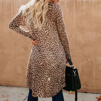2019 Naujo Stiliaus megztinis Moterims Leopard Marškinėliai, Ponios Prarasti ilgomis Rankovėmis Megztinis Moterims Ilgas Palaidinė Top atvykimo Drabužiai