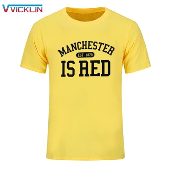 2019 Naujos Jungtinės Karalystės Raudona Raidė, Print T Shirt Vyrai Medvilnės O-Kaklo Manchester Tee Marškinėliai Camisa Masculina tee