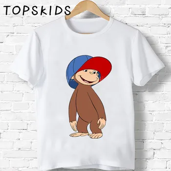 2019 Vaikų Curious George Animacinių filmų Print T-shirt Girls/Boys Beždžionė Juokinga Gyvūnų Kūdikių Drabužiai Vaikams Vasarai Marškinėlius