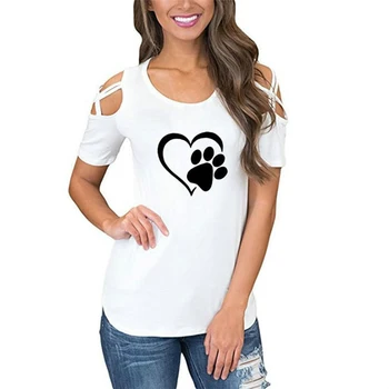 2020 5XL Harajuku puikus širdies Marškinėlius Moterims Priežastinis T-shirt Medvilnės Bear paw Tees Moteris off peties viršūnės Drabužius Lašas Laivybos