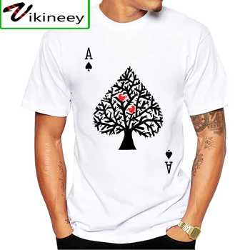 2020 Karšto Mados Vyrų t-shirt vasaros vėliau kaip spausdinta dizainas Ace of spade t-shirt Aukštos kokybės baltos viršūnės Juokinga pokerio t-shirt