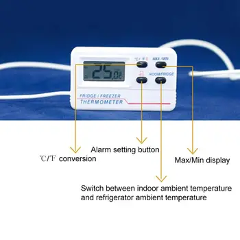 2020 Karšto Pardavimo-50°C~70°C, LCD Skaitmeninis Šaldytuvas Šaldiklio Temperatūros Termometras Žadintuvas