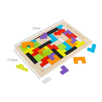 2020 Karšto Spalvingi Mediniai Tangram Smegenų Kibinimas Įspūdį Žaislai, Tetris Žaidimas Ikimokyklinio Magination Intelektinės Švietimo Vaikas Žaislas GYH
