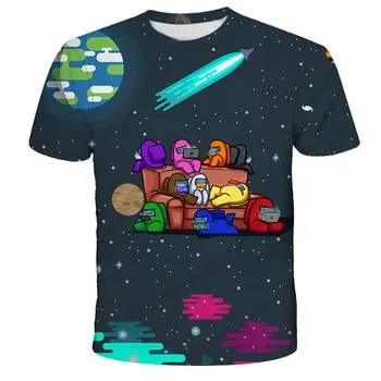 2020 Karšto Žaidimas Tarp Mūsų Marškinėliai Impostor Vaikų Vasaros Viršūnes Kawaii Animacinių filmų T-shirt Harajuku Mados Anime Grafikos Tees 4T-14T