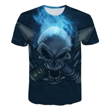 2020 Kaukolė Spausdinti marškinėliai Vyrams Skeletas 3D Atspausdintas Marškinėlius Hip-Hop Drabužių Kietas Reaper Kaukolė Streetwear Vasaros Atsitiktinis Marškinėlius