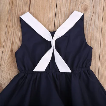 2020 Kūdikių Mergaičių Uniformos Kostiumas Sailor Bamblys Vaikas Kūdikių Mergaičių Rankovių Vasaros Suknelė Kūdikių, Mergaičių Drabužiai Atsitiktinis Paplūdimio Suknelės, Šaliai