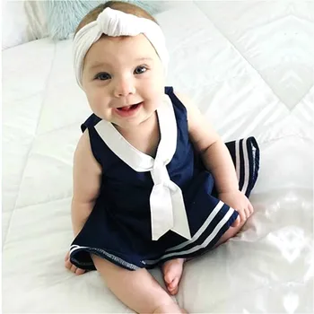 2020 Kūdikių Mergaičių Uniformos Kostiumas Sailor Bamblys Vaikas Kūdikių Mergaičių Rankovių Vasaros Suknelė Kūdikių, Mergaičių Drabužiai Atsitiktinis Paplūdimio Suknelės, Šaliai