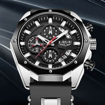 2020 LIGE Naujas Karinis Vyrų Laikrodžiai Top Brand Prabanga Silikono Sporto Žiūrėti Vyrų Kvarcinis Laikrodis, Data Vandeniui Laikrodis Chronografas