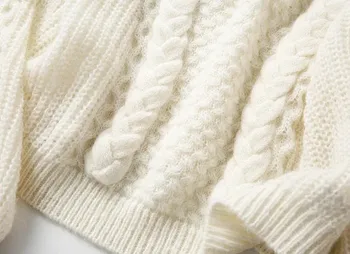 2020 M. Ankstyvą Pavasarį Baltąjį Megzti Megztinis Moterims Tuščiaviduriai Twist O-Kaklo, Ilgomis Rankovėmis Trikotažas Moterų Megztinis Viršuje Drabužiai