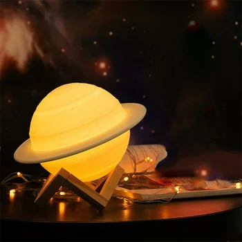 2020 m. Atnaujinti Naujų 3D Dažų Mėnulio Šviesos diodų (LED) Žvaigždėtas Dangus Naktį lengvos Jungiklis/Remote Control 16 Spalva-Pakeisti Saturnas Lempa Namų