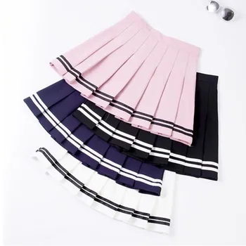 2020 m. aukštos juosmens plisuotas sijonas, Harajuku Sijonai moterų, mergaičių lolita-line sailor sijonas Didelio Dydžio Preppy mokyklos vienodos
