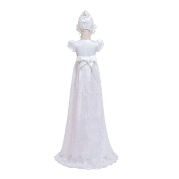 2020 m. derliaus Baby Girl Dress Krikšto Suknelės Romper kūdikių Mergaičių 0-12 Mėnesių Šalies Krikštynos kūdikio Gimtadienio drabužių, Skrybėlių