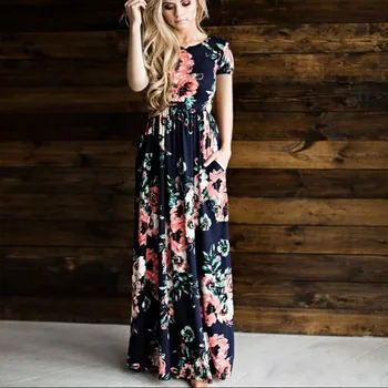 2020 m. Moters Suknelė Gėlių Spausdinti Tiesiai aukšto juosmens su Diržo Grindų Ilgis Plisuotos Suknelė Elegantiškas Ilgas kerst jurk linijos suknelė