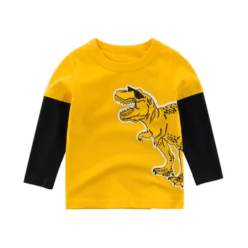 2020 m. nauja baby vaikų Medvilnės ilgomis Rankovėmis T-Shirt korėjos mielas top marškinėliai apatiniai minkštas atsitiktinis apačioje marškinėliai berniukui dinozaurų Prin