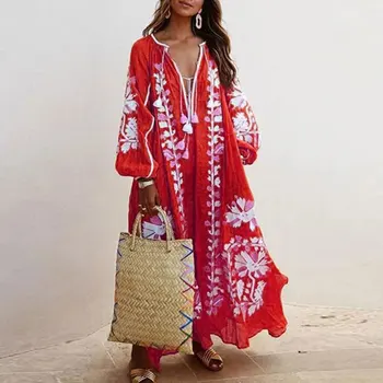 2020 m. Nauja Suknelė Moterų Bohemijos Ilga Suknelė Etninės Stiliaus Kutas Paplūdimio Vasaros Atostogų Šalis Suknelė vestido feminino