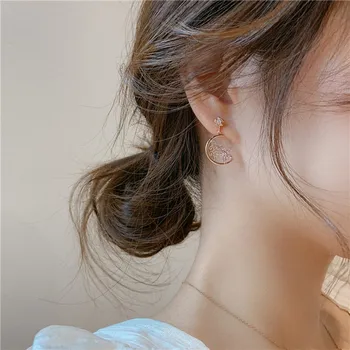 2020 m. Naujas asimetrinio blizga fine crystal gėlių dizaino auskarai mados joker Moterų saldus Lašas auskarai Papuošalai