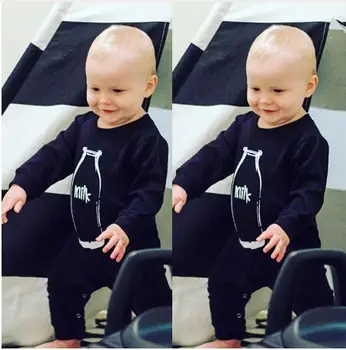 2020 m. naujas stiliaus Naujagimių drabužius Kūdikiui, Mergaitei, berniukui Drabužius Kūdikiui Romper Medvilnės juoda Butelis spausdinimo ilgomis Rankovėmis Unisex Drabužių Kūdikiams