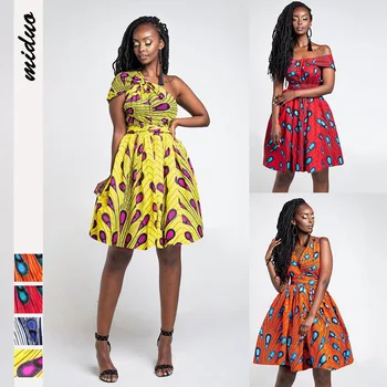 2020 M. Pavasario Vasaros Afrikos Moterų Suknelės Heidi Bazin Riche Dashiki Spausdinti Suknelė Afrikos Drabužius Seksualus Klubas, Naktinis Klubas Tvarstis Mini Suknelė