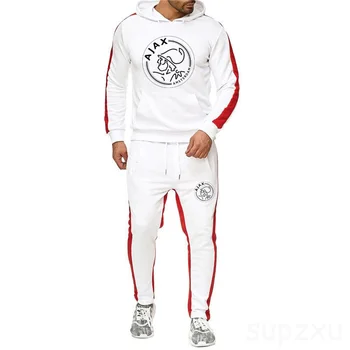 2020 m. Pavasarį ir Rudenį Vyrų AJAX Logotipą 2 Vienetų Rinkinių Tracksuit Vyras Puloveris Hoodie Sportwear Kostiumas Atsitiktinis Gobtuvu Palaidinukė+Kelnės