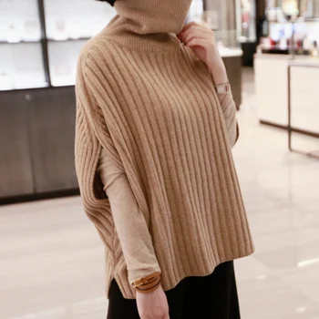 2020 m. Rudens ir žiemos naujų aukštos pritvirtinti rankovių kašmyro megztinis moteriška storas megztas apačioje megztinis Rankovės pulloverBatwing