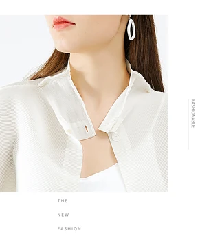 2020 m. rudens-žiemos drabužiai korėjos stiliaus naujo dizaino prasme nišą prarasti elegantiškas satino audinio balta ilgomis rankovėmis mygtuką marškinėliai moterims viršų