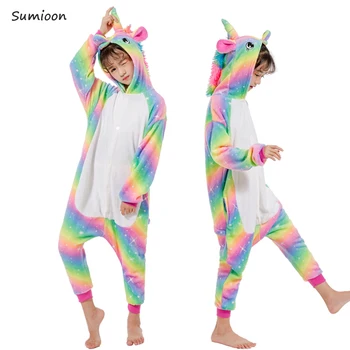 2020 m. Rudenį Vaikų Sleepwear Pižama Berniukams, Mergaitėms Vienaragis Vaikai Onesie Anime Žiemos Pyjama Berniukų Šilta Pegasus Panda Nighwear