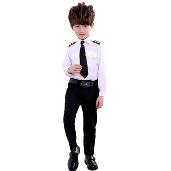 2020 m. Vaikų Dienos Piloto Uniformą Palydovė Cosplay Helovinas Kostiumas Vaikams Užmaskuoti Mergina Berniukas Orlaivio Kapitonas Išgalvotas Drabužius