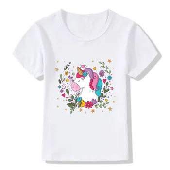 2020 m. Vaikų Mielas Vienaragis Spausdinti Juokingi Marškinėliai Mergaitėms Berniukai Vasaros Viršūnes, Vaikų trumpomis Rankovėmis Drabužius Kawaii Kūdikių marškinėliai,ooo2141