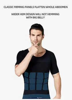 2020 M. Vyrų Kūno Glass Toning T-Shirt Liekninamasis Kūno Shaper Korekcinių Laikysena Pilvo Kontroliuoti Suspaudimo Vyras Modeliavimas, Apatinio Trikotažo Korsetas