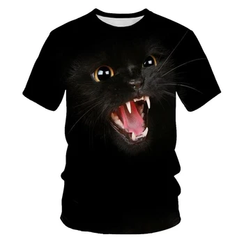 2020 metų vasaros mados Juoda ir balta katė 3D spausdinimo marškinėlius harajuku Spausdinti marškinėlius Funny cat marškinėliai tshirts didelis dydis 6x