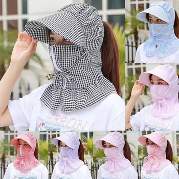 2020 metų Vasaros Moterų Lauko Nepraleidžia Skrybėlės Anti-UV Tuščias Viršuje Dviračių Veido Užtrauktukas Nėrinių Bžūp Pledas Spausdinti Saulės skrybėlę Unisex