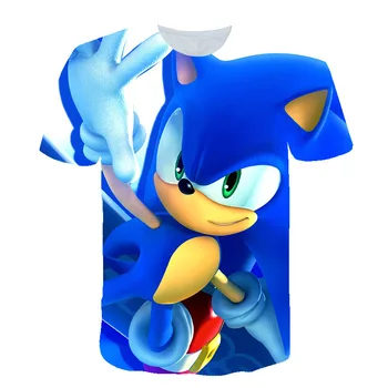 2020 metų Vasaros Sonic Animacinių filmų Marškinėliai Anime 3d Atspausdintas Berniukų, Mergaičių Drabužių Streetwear T shirt O-Kaklo Viršuje, Dydis 4-14t Amžius