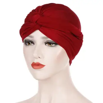 2020 Musulmonų Moterys Twist Hijab Variklio Dangčio Kepurės Ruožas Islamo Skarelė Skrybėlę Lankelis Turbaną Femme Musulman Headwraps Musulmonų Bžūp