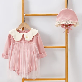 2020 Nauja Vaikiška Baby Girl Princesė Nėriniai Siuvinėjimo Suknelė Romper Rudenį Naujagimiui Mergina Ilgomis Rankovėmis Jumpsuit Vaikams Drabužių