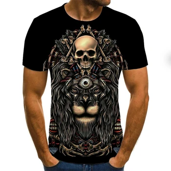 2020 Naujas Mados 3D Atspausdintas T-shirt Vyrai T-shirt Punk Stiliaus Top marškinėliai Kaukolė T-shirt Gotikos T-shirt Azijos Dydis 6XL sporto Salė
