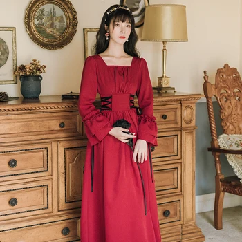 2020 naujas mados moteriški drabužiai rudens Aikštėje Apykaklės Pilnas Mid-Calf Derliaus Suknelės
