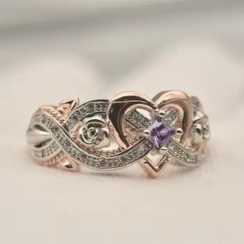 2020 naujas mados S 9 2 5 Dviejų spalvų rožės žiedas papuošalai moterims, Meilės širdies formos ngagement vestuvių Valentino dienos dovanų žiedą