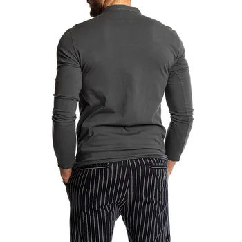 2020 Naujas Mados vyriški vientisos Spalvos ilgomis Rankovėmis O-kaklo marškinėliai Mens Atsitiktinis Slim Henley Marškinėliai, Palaidinukė Poilsiu Viršūnės