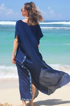 2020 Naujas medvilnės, siuvinėta Paplūdimio Drabužiai Moterims maudymosi kostiumėlį Padengti Iki maudymosi Kostiumėliai, Maudymosi Kostiumai Vasaros ilga Suknelė Prarasti Pareo Padengti Ups