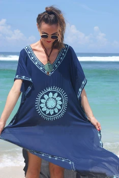 2020 Naujas medvilnės, siuvinėta Paplūdimio Drabužiai Moterims maudymosi kostiumėlį Padengti Iki maudymosi Kostiumėliai, Maudymosi Kostiumai Vasaros ilga Suknelė Prarasti Pareo Padengti Ups
