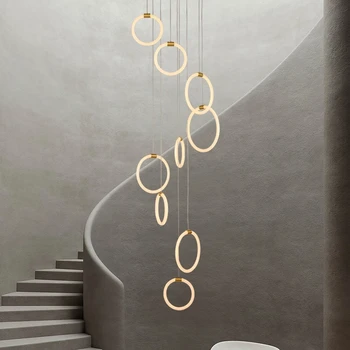 2020 Naujas Multi-ratas Akrilo pakabukas lempos kambarį Salė Spiraliniai Laiptai Reguliuojamo Aukščio Kabantys Žibintai Namų Dekoro