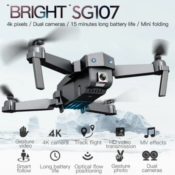 2020 NAUJAS SG107 Mini Drone su 4K HD WIFI 1080P FPV Kamera 2.4 GHZ Quadcopter Optinio Srauto Quadrocopter Kamera Žaislai VS E58 E68