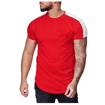2020 naujas vasaros mados vyriški sportiniai trumpas rankovėmis marškinėliai kieto spalvų slim fit fitneso marškinėlius atsitiktinis marškinėliai
