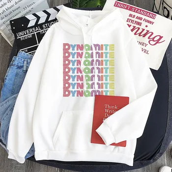 2020 naują raidę spausdinti palaidinukė moterų dinamito tos dalies ilgomis rankovėmis vilnos candy spalva hoodie bts moterų megztinis