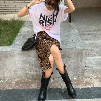 2020 naujų neteisėtų super sijonas grynasis red leopard print padalinta sijonas moterų vasaros korėjos versija aukšto juosmens krepšys klubo sijonas
